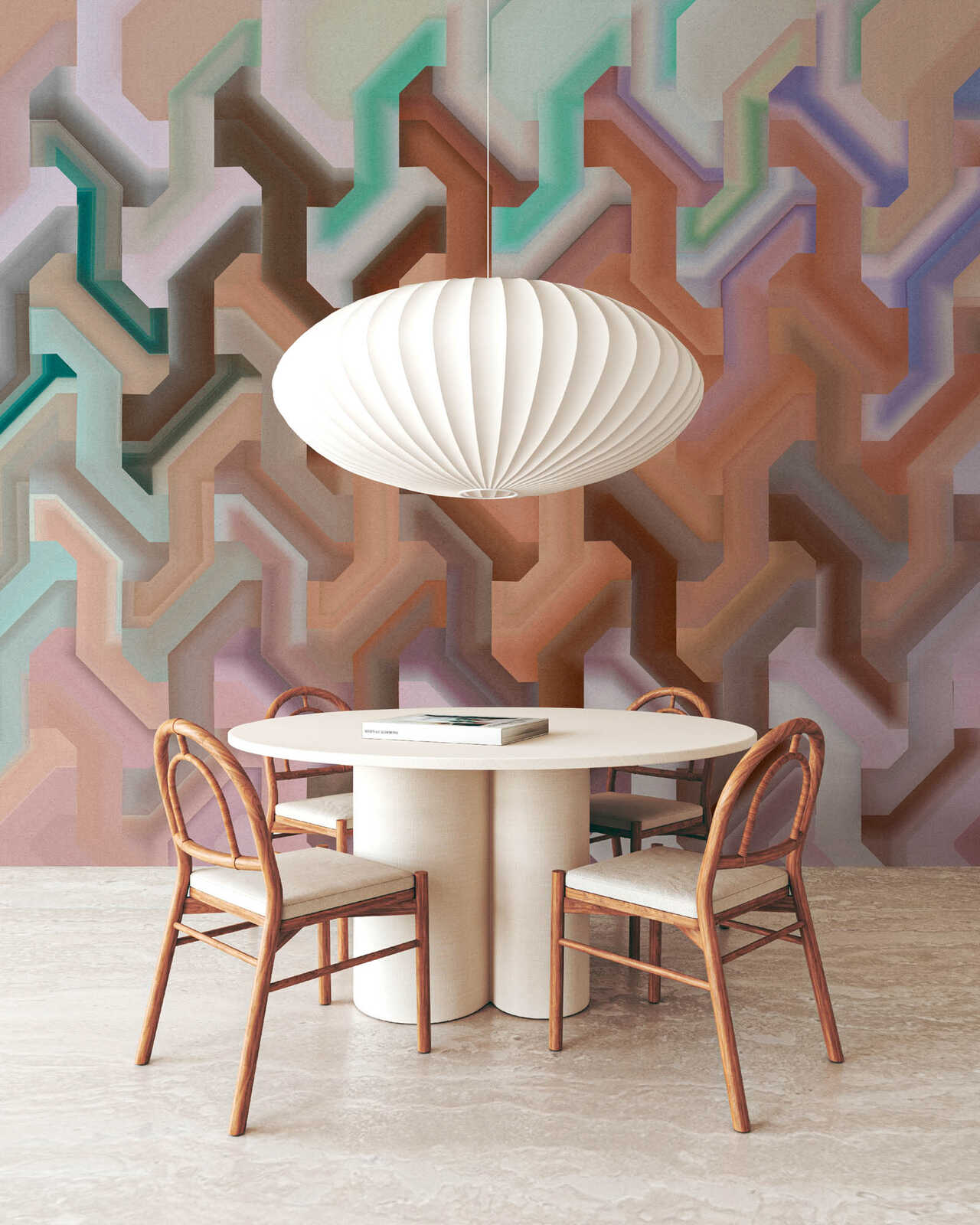 Finished luxury interior with designer wallpaper