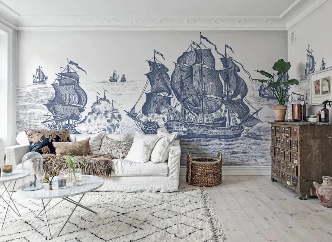 Modern interior wallpapering